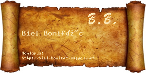Biel Bonifác névjegykártya